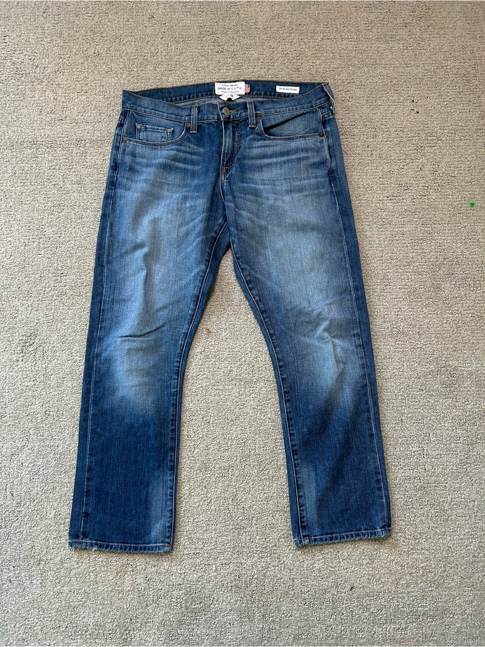 Lucky Brand Jeans Womens 2/26 (34x26) Blue Dylan Boyfriend Mid Rise USA Denim
